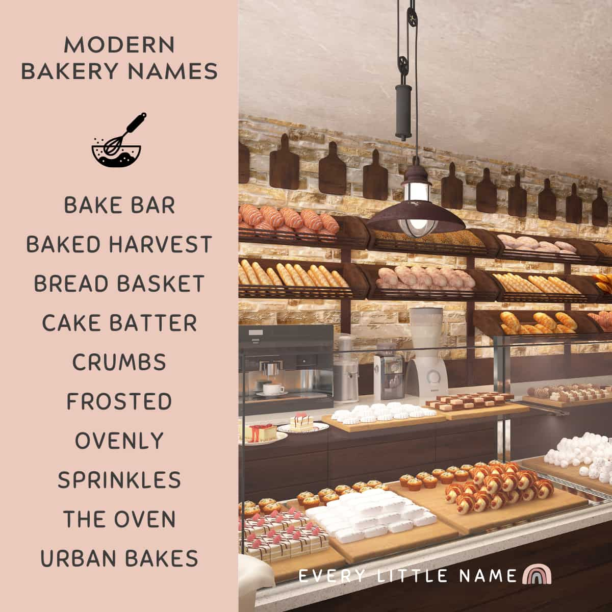 Modern bakery with a variety of pastries.