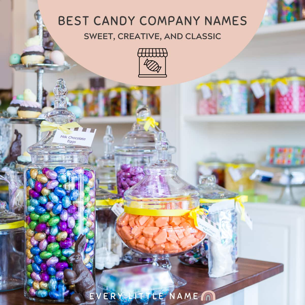 Candy jars in a candy store.